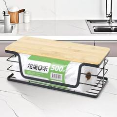 Amazon 新製品ゴミ袋収納ラックキッチン多機能フルーツ調味料ボトル収納バスケット竹ボード収納ラック付き