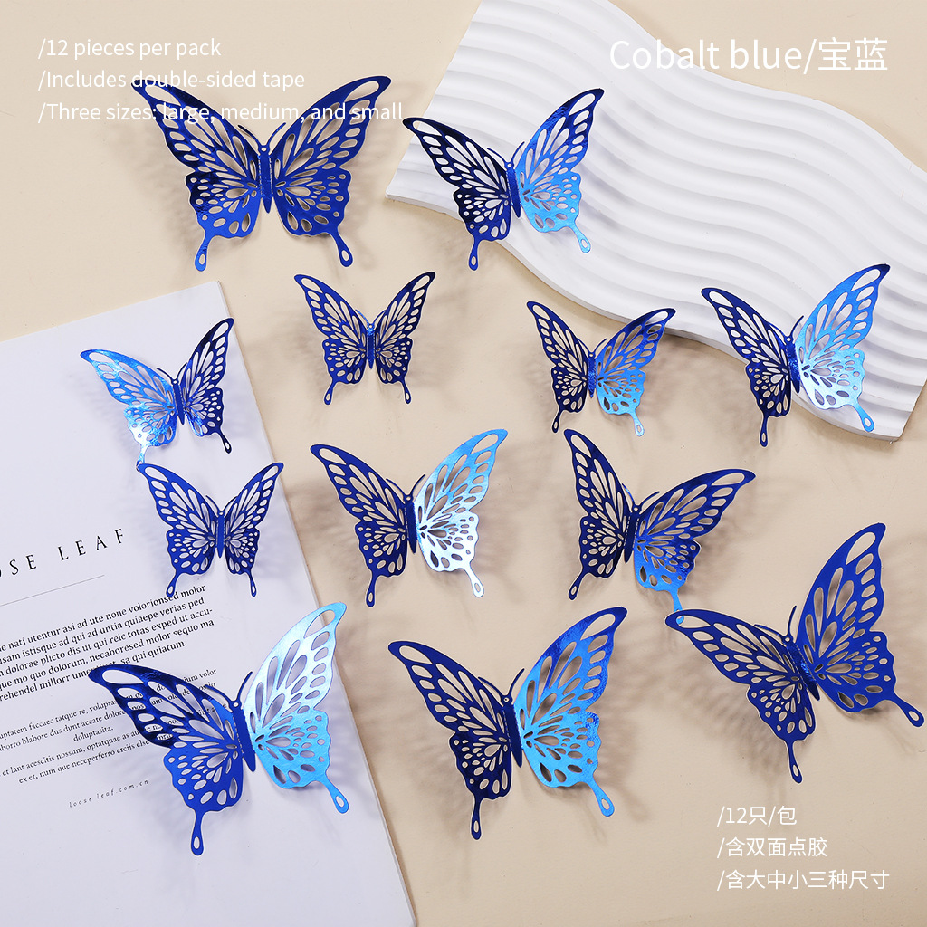 Nuevo hueco mariposa autoadhesivo pared fiestas de boda decoración de flores simples de alto nivel pegatinas creativas