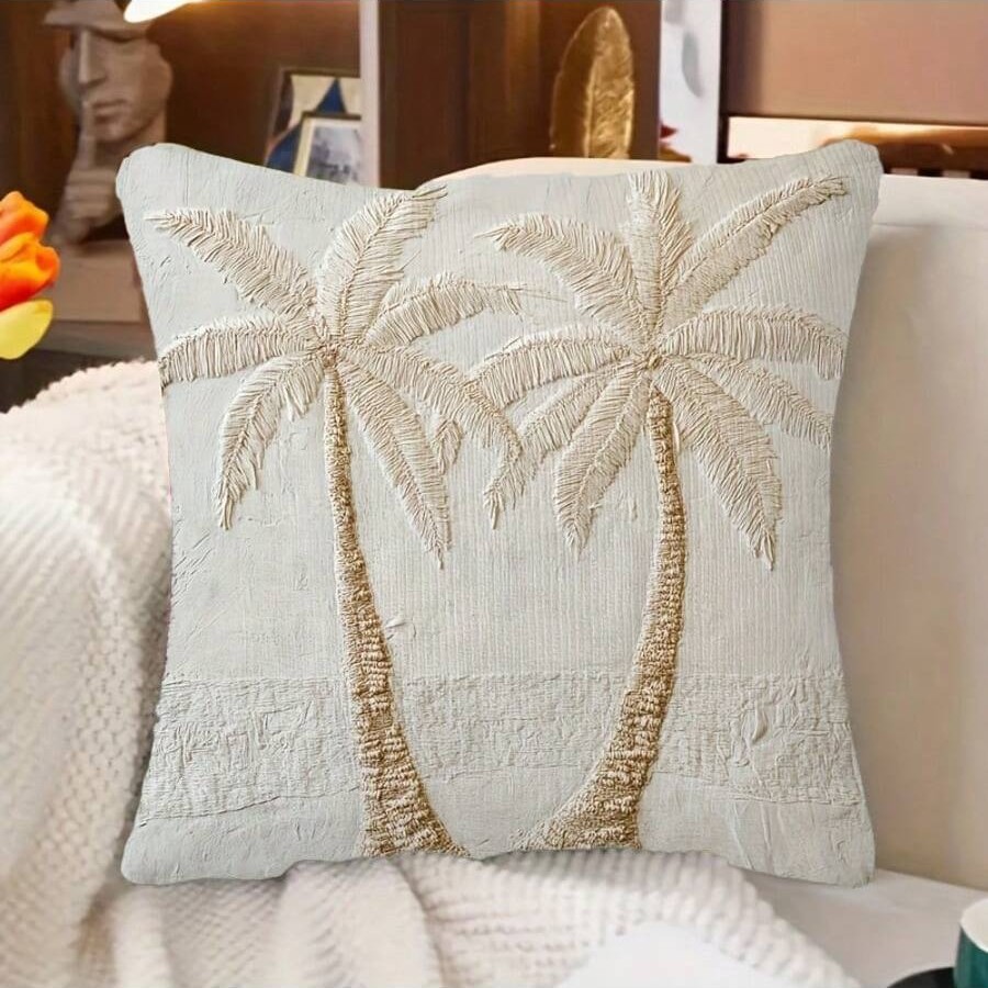Explosiones transfronterizas de palma de playa almohada cubierta de almohada sofá sala de estar dormitorio cojín conjunto de decoración esponjosa almohada cubierta