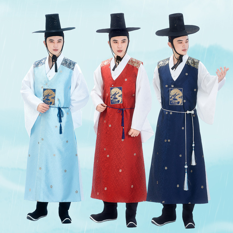 Korean Traditional Robe Three-Piece Set for Men, Ancient Korean Court Attire, Ethnic Performance and Wedding Photo Shoot Outfit Korean Traditional Robe Three-Piece Set for Men, Ancient Korean Court Attire, Ethnic Performance and Wedding Photo Shoot Outfit
