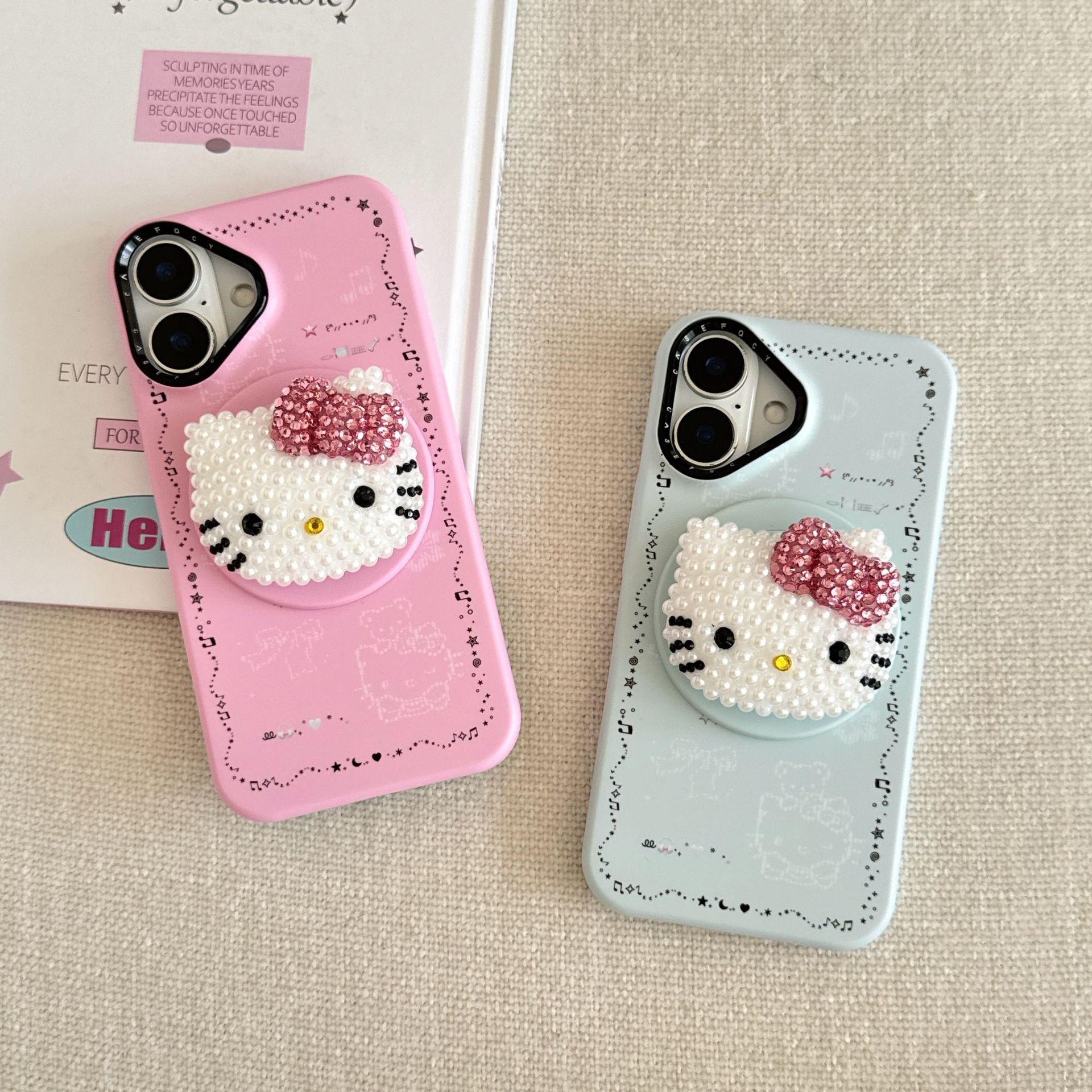 Linda base nota KT cat apple 16ProMax funda para teléfono móvil 15Pro perla KT cat 14/13 nuevo 16