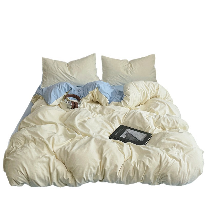 Solid Colour Bedding Set For Student Dormitory Four Piece Quilt_voghion.com