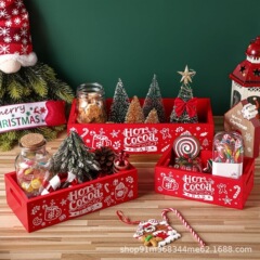 木製のクリスマスの収納ボックスのビスケットのデザートのクリスマスの装飾ボックスのパーティーの祝日のテーマのデスクトップの雑物の収納ボックス