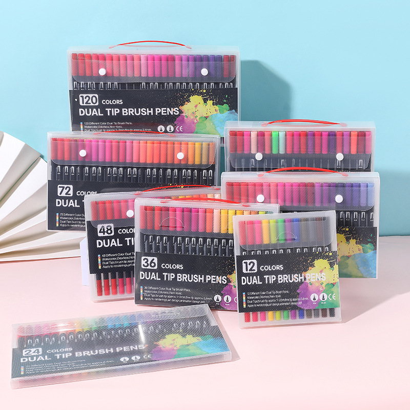 Amazon de doble cabeza suave acuarela pluma gancho línea de color Marcos suministros de arte regalo de los niños pintura traje transfronterizo