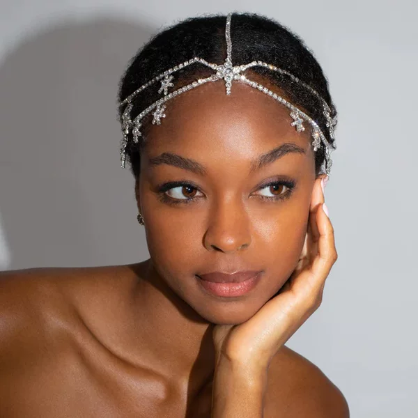 Amazon new six-pointed star rhinestone headdress European and American bridal wedding sexy Hair chain accessories Hair chain