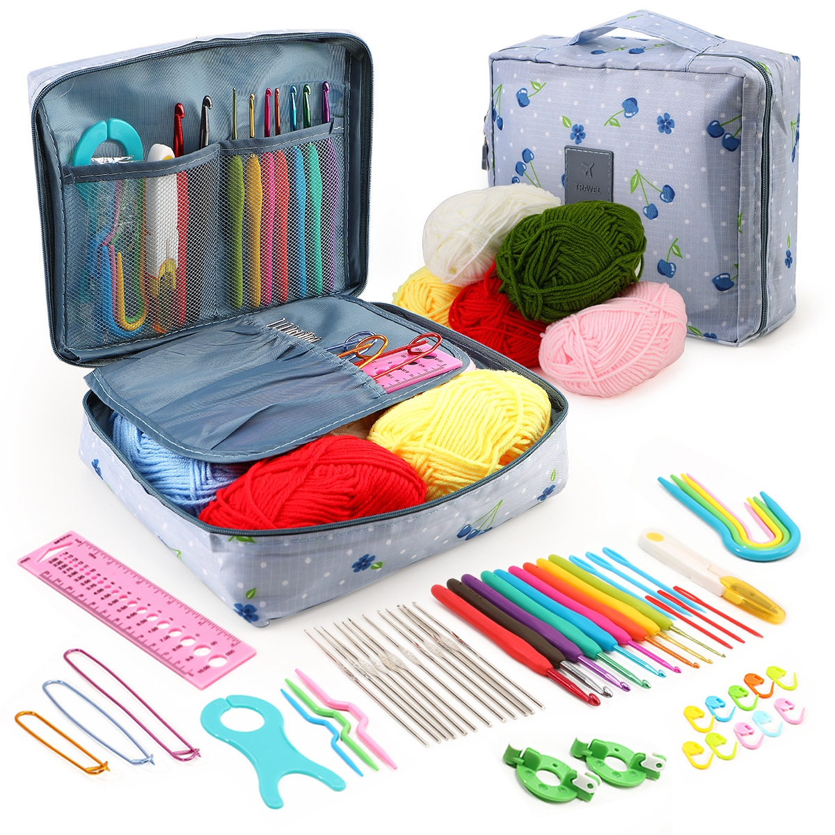 Transfronterizo nuevo principiante crochet traje multi-color bolsa de almacenamiento serie entrada ganchillo accesorios de lana al por mayor