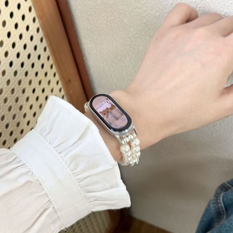 Double-Row Pearl Elastic Style Xiaomi Mi Band 8 Strap Suitable for 9 Wristband 8Nfc Universal Crystal