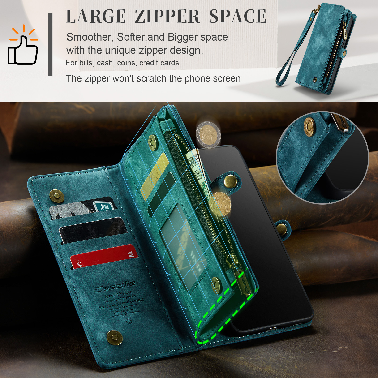 TechGlobe TechGlobe Compatible IPhone 16 Leather New 17 Protective Samsung S24 Card Slot Phone Case Multi-Function_voghion.com