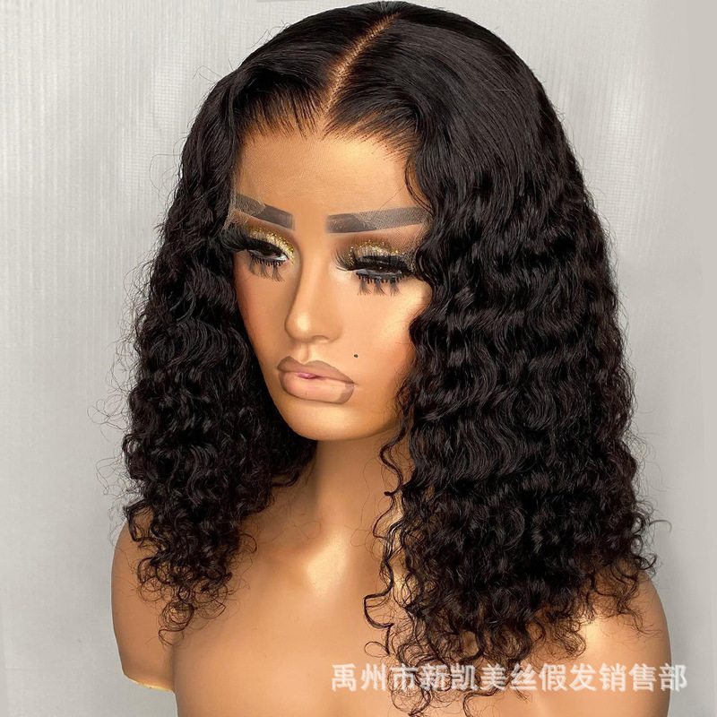 Deep Curl Wigs Wholesale13 * 4 4*4 front lace curly hair wave head large discount