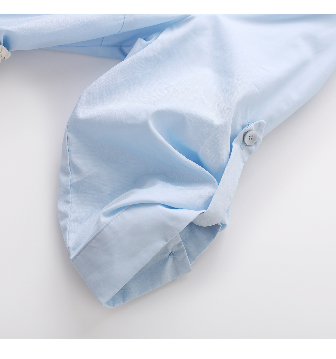 Đầm sơ mi nữ tay dài cổ ve, chất liệu tơ tằm pha cotton, dáng suông thoải mái — xanh lam chi tiết 25
