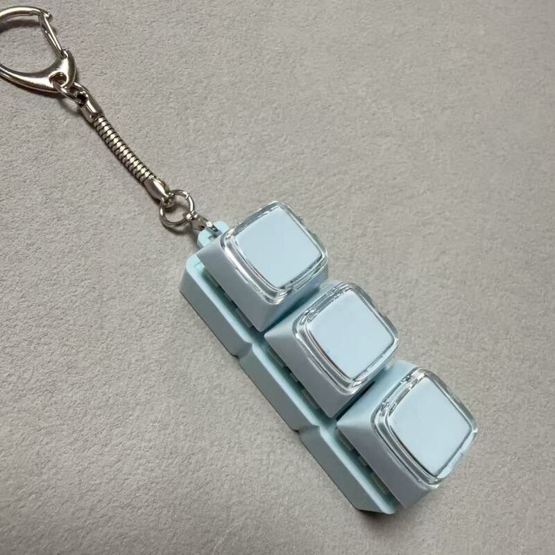 Cross-Border 4-Key Stress-Relief Button Double-Layer Cap Keyboard Press-And-Squeeze Stress-Relief Glowing Toy Fingertip Button Keychain