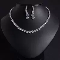 Pendant for bride with zircon, set, chain for key bag , earrings with tassels, Japanese and Korean, Korean style, simple and elegant design