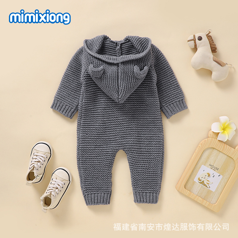Brand autumn children's three dimensional solid color bodysuit with…