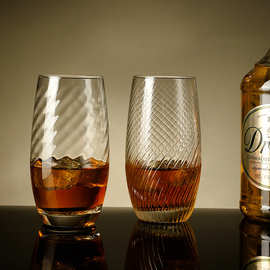 利比维恩饮料杯条纹盘旋纹威士忌酒杯蛋形玻璃杯牛奶杯果汁水杯子