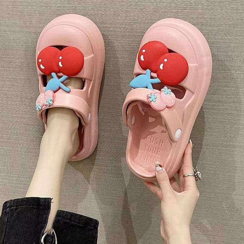 Mary Jane's New Style Perforated Shoes for Women, Cute Bow-Knot Outdoor Sweet Beach Shoes, Non-Slip Thick-Soled Home Sandals