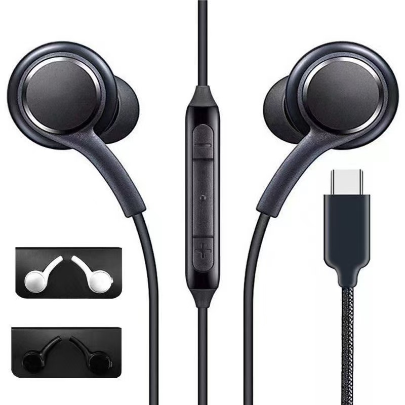 Suitable for Note10 Headphones Type-C Digital Audio Decoding S20 Copper Ring Wire Controlled Bass Earplugs Call Akg