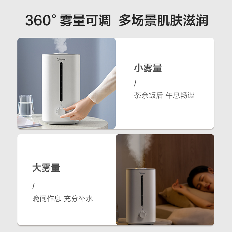 Midea Small Humidifier for Home Use, Quiet and Silent, Suitable for Living Room, Bedroom, Pregnant Women, and Infants, Large Capacity Desktop Air Mist Sprayer