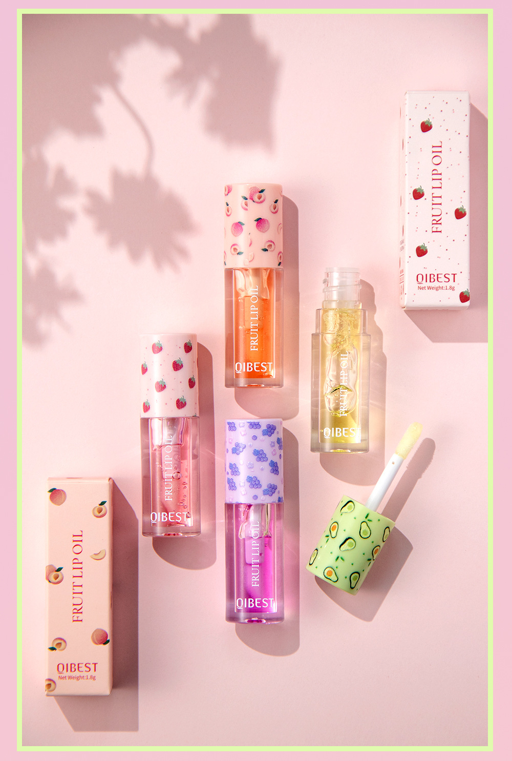 QIBEST Cross-border Mirror Lip Oil Fruit-flavored Moisturizing, Nourishing, Repairing, Translucent and Anti-dryness Lip Cracking Honey Makeup undefined