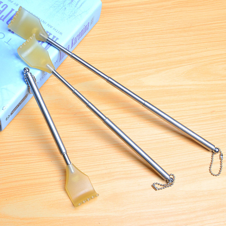 Street stall direct sales four-section retractable stainless steel back scratcher tickle rake massage old man happy horn itch scratch
