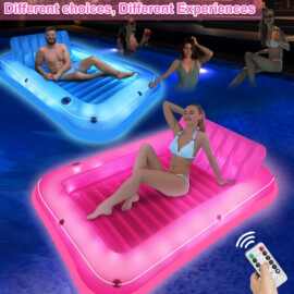 工厂现货充气躺椅浮排圆形浮床U型躺椅黑美人浮排夏天水上游泳圈