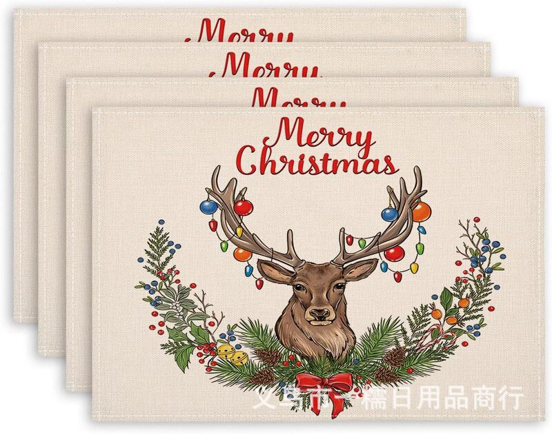 クロスボーダー爆発クリスマス雪だるま食事マット雪格子テーブルマットクリスマスパーティー装飾断熱マット祝日装飾|undefined