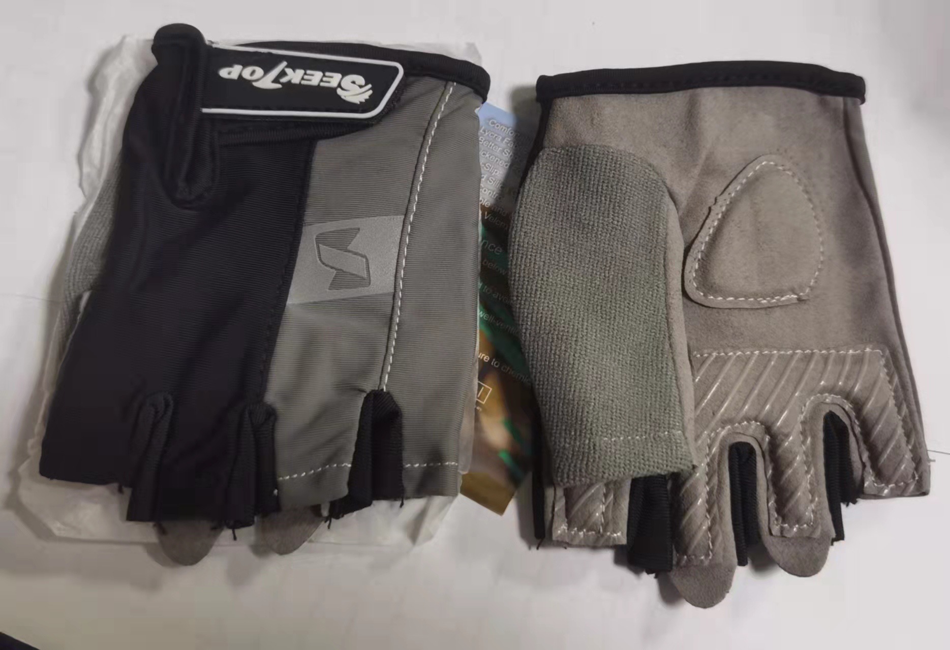 Bicicleta al aire libre cross-country Lycra silicona medio dedo guantes