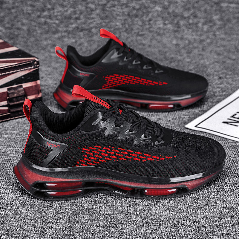 Cojín de aire doble zapatos de hombre a juego otoño nuevos deportes zapatos de correr casuales volando malla tejida superficie transpirable amortiguador papá zapatos de moda