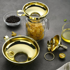 Gold-plated wide-mouth funnel, small-caliber kitchen mini oil funnel, wine ladle, and beverage strainer spoon