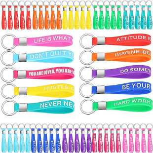 Inspirational silicone key chain soft rubber key ring silk screen key chain custom key chain logo bracelet key chain