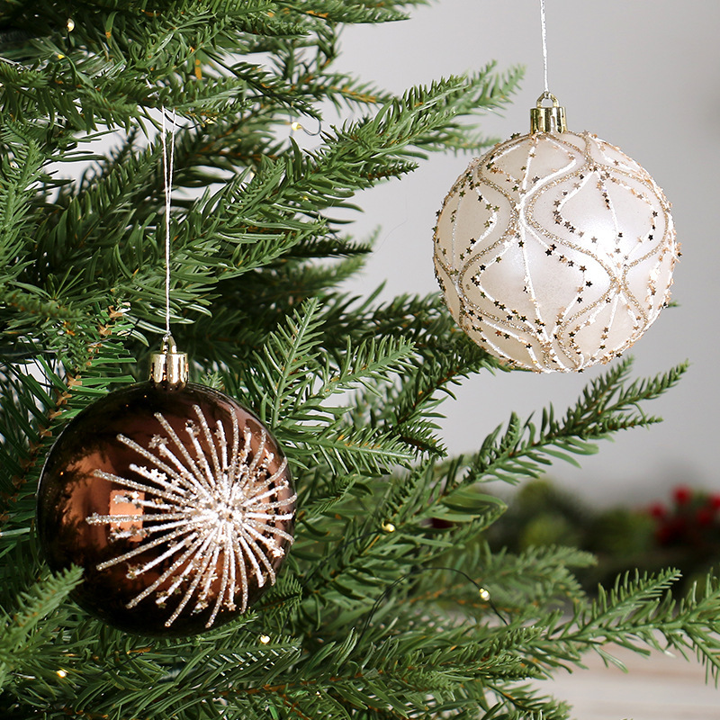 Nuevos productos transfronterizos decoraciones de Navidad 6 INS set de bolas de Navidad pintadas europeas colgantes de árbol de Navidad