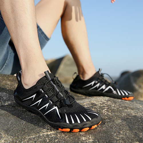 Outdoor Five Finger Wading Shoes Couples Creek Shoes Slip-Resistant Breathable Mesh Swim Shoes Low-Top Slip-On Lazy Beach Shoes