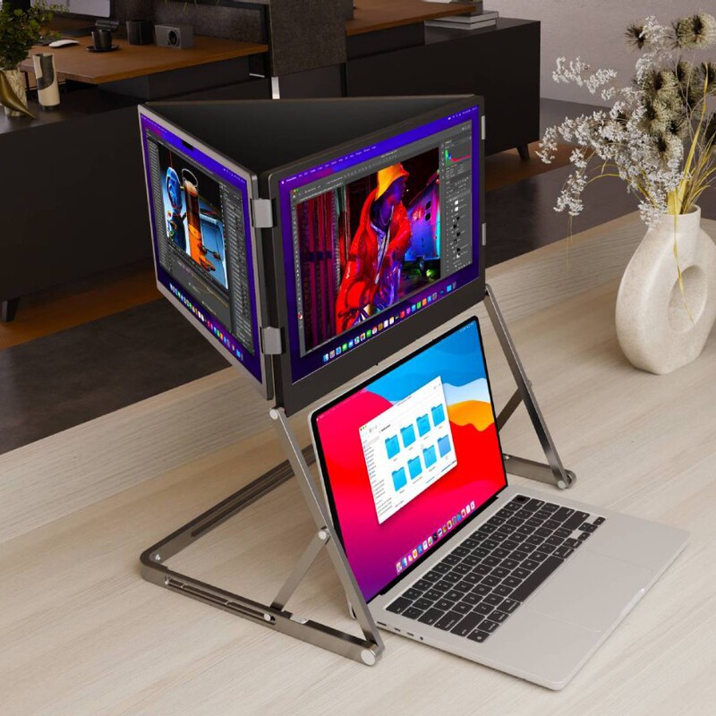 15.6inch Three-Screen Folding Monitor, Laptop Expansion Screen, 2.5K Portable Secondary Screen, Source Manufacturer Oem 15.6inch Three-Screen Folding Monitor, Laptop Expansion Screen, 2.5K Portable Secondary Screen, Source Manufacturer Oem
