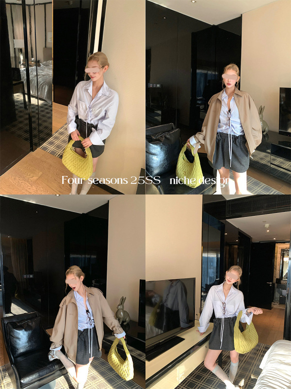 区区欧阳翻领系带衬衫女秋季新款设计感小众复古衬衣宽松长袖上衣|undefined
