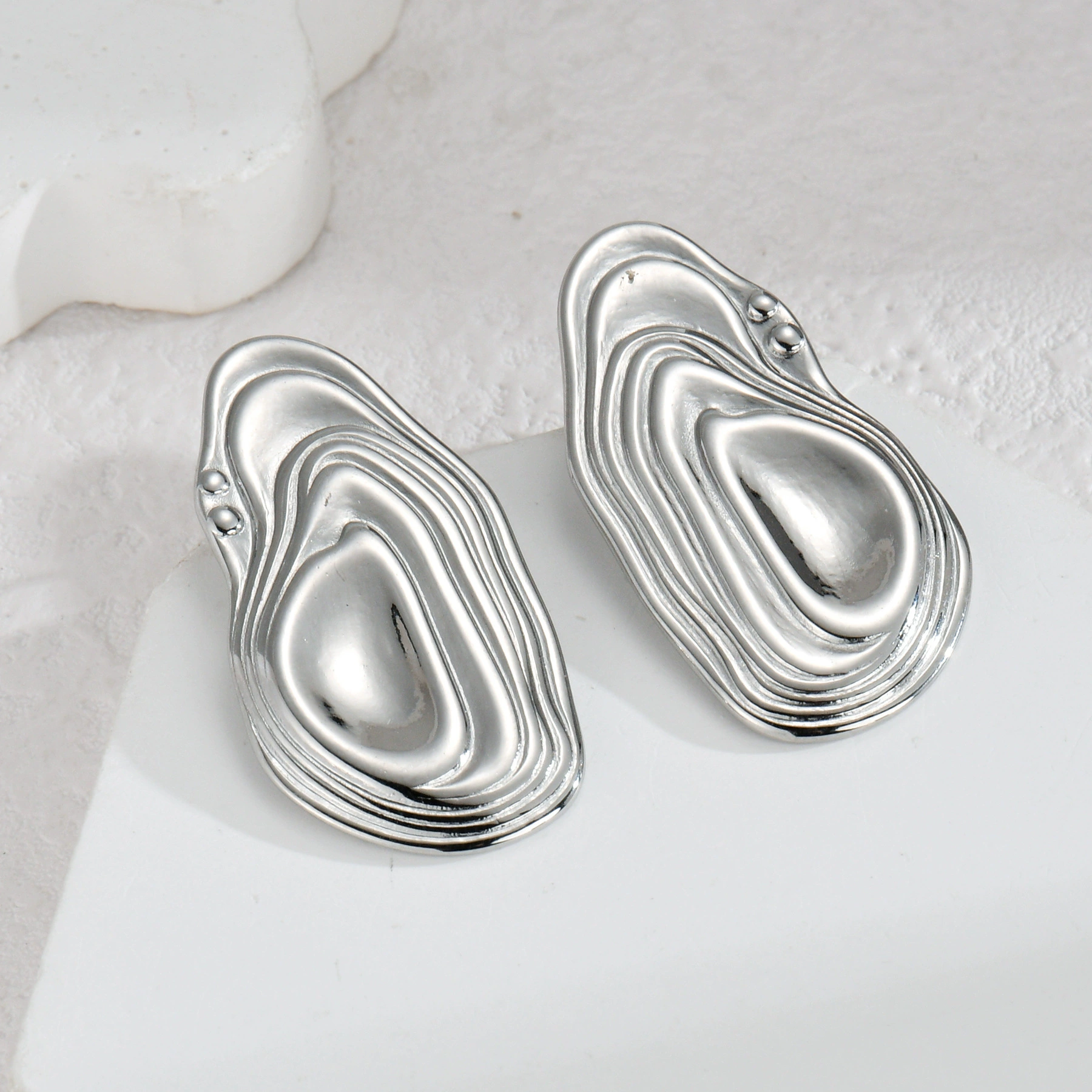Серьги Tide: асимметричные из нержавеющей стали и 18K белого золота, простой элегантный дизайн, Style 1–5