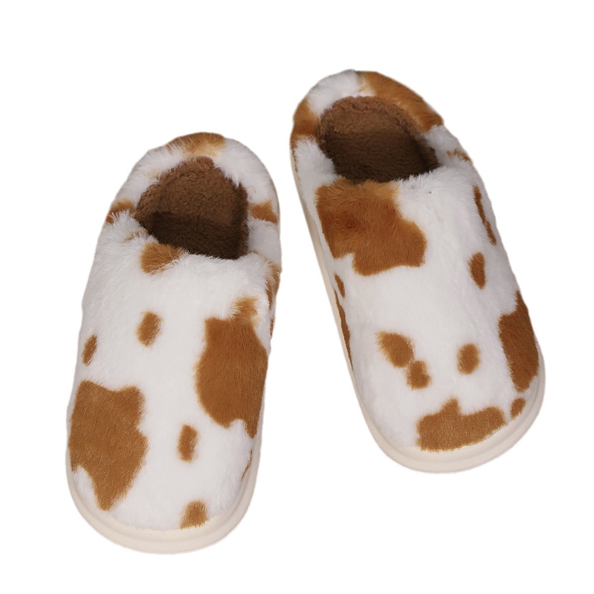Nuove pantofole di peluche a pois a casa comode e calde con testa di panino antiscivolo più pile spesso paio di pantofole di cotone_voghion.com