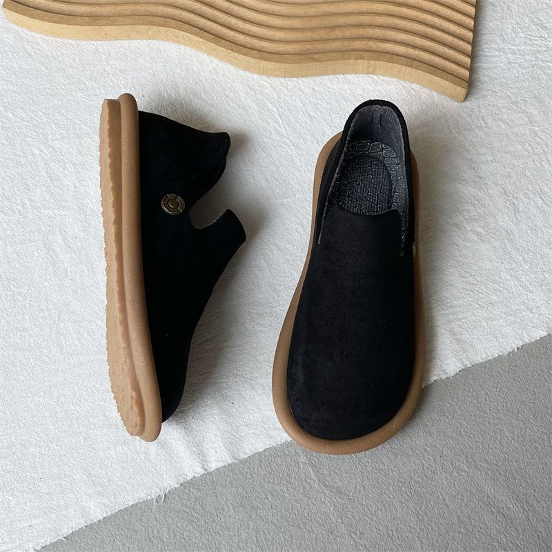 문학 숲 BIRKENSTOCK 신발 여성 부드러운 밑창 콩 신발 2024 봄 새로운 스웨이드 캐주얼 신발 플랫 신발