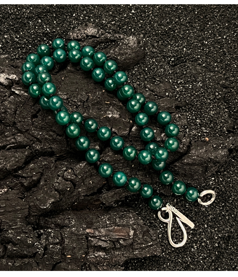 925 Silver Green Agate Necklace Image 6