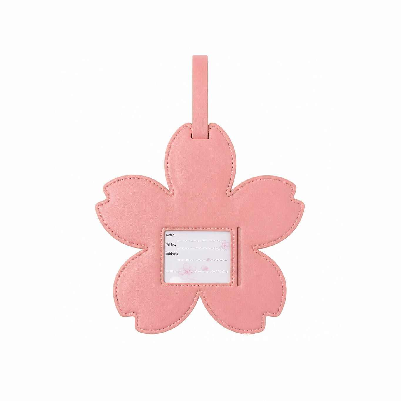 Cherry blossom-shaped PU leather luggage tag, creative floral design for travel suitcases, anti-loss boarding pass and baggage tag
