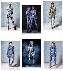 2023 Halloween New Cross-border Electric Game Pattern Digital Printing Costume Adult Tight Suit