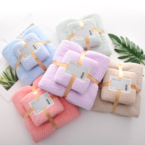 High-density coral velvet bath towels for men and women, gauze bagged soft souvenir bath towels, towel and bath towel sets