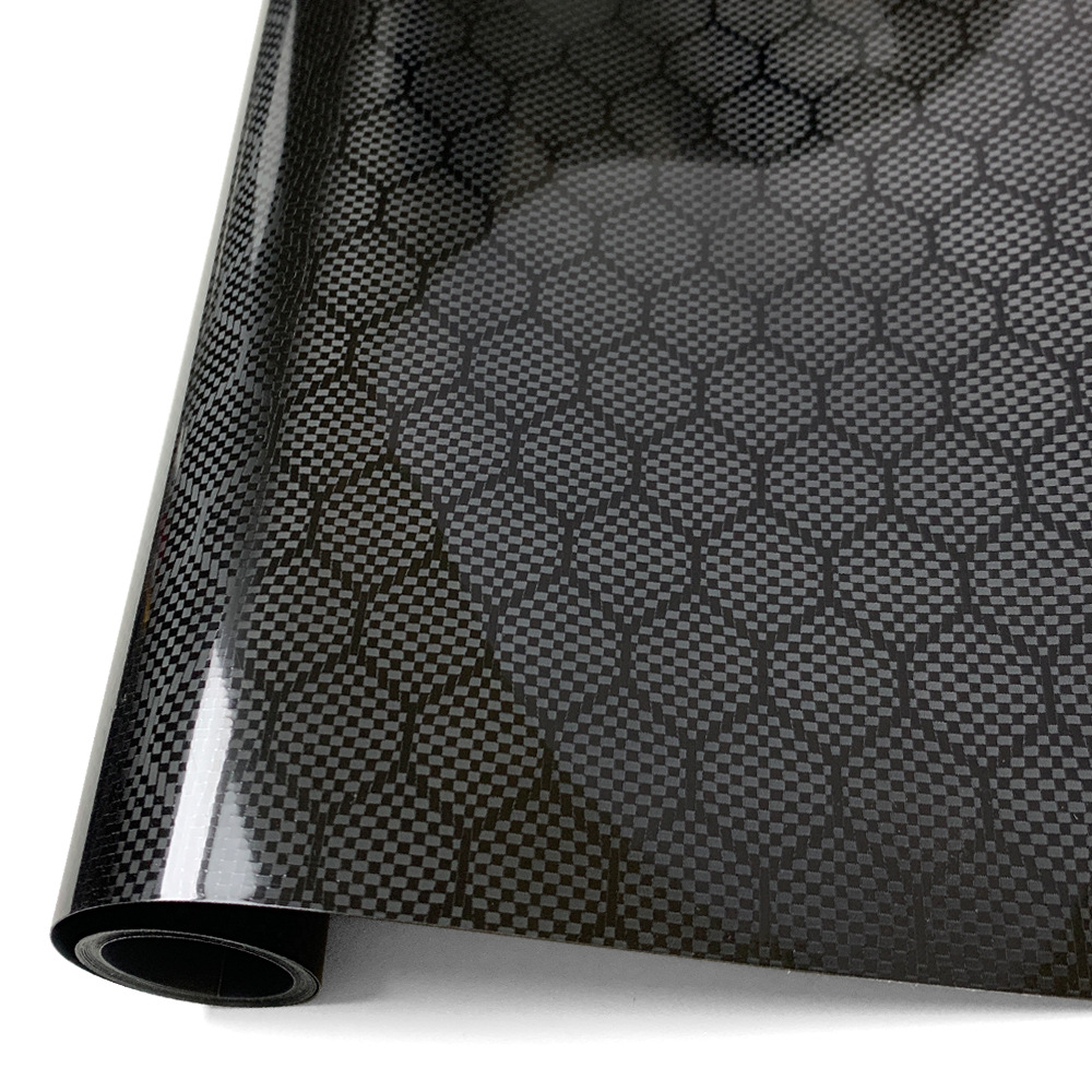 Temu Hot Sale Pet Forged Diamond Carbon Fiber Black Self-Adhesive Interior Rearview Mirror Full Body Sticker Film