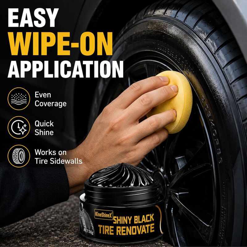Kineshinex Tire Polishing and Cleaning Paste, Long-Lasting to Keep Tires Clean and Shiny, Suitable for Plastics Kineshinex Tire Polishing and Cleaning Paste, Long-Lasting to Keep Tires Clean and Shiny, Suitable for Plastics