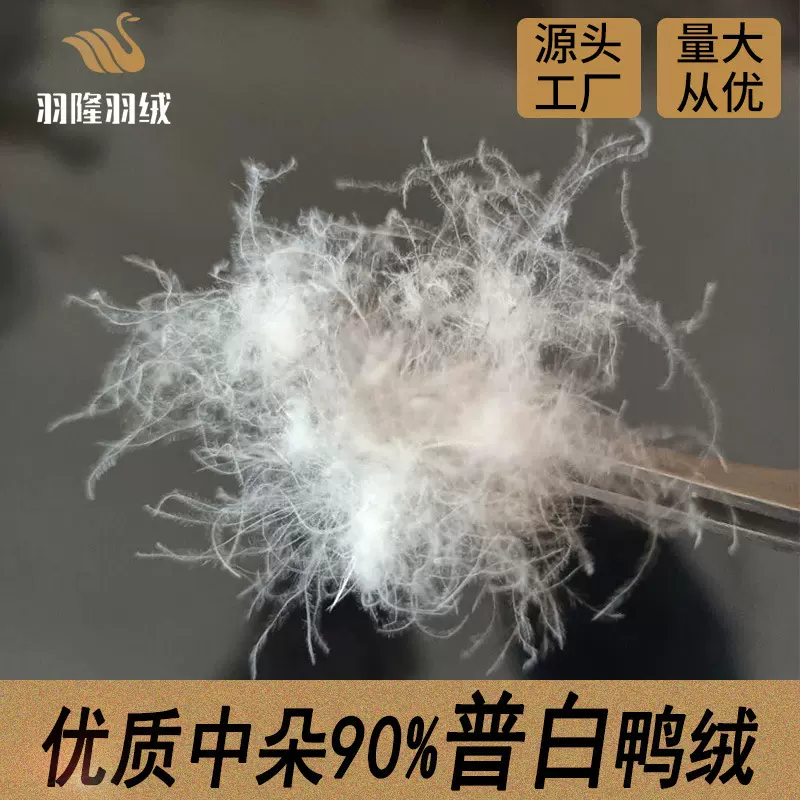 羽绒厂家直销2021新国标水洗90羽绒羽毛批发价格原料90普白鸭绒
