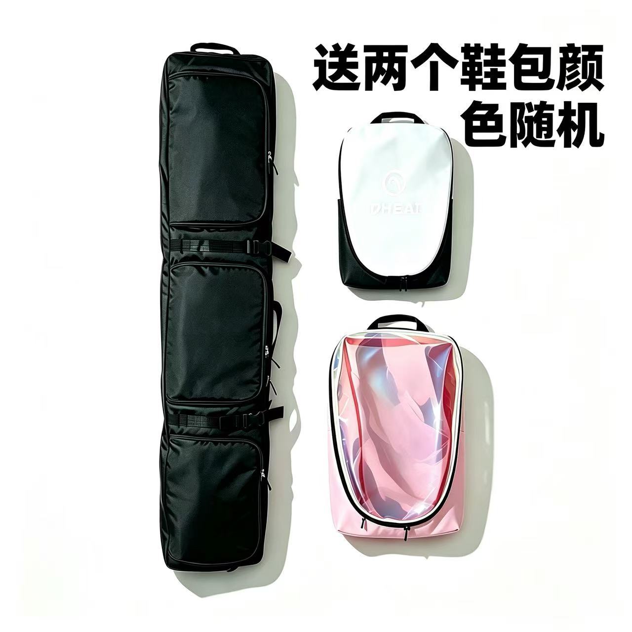 Waterproof ski bag, suitable for single or double skis, with wheels, three compartments for dry and wet separation, large capacity, and can hold two pairs of skis and boots