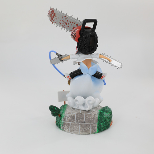 New Cross-border Animation Great White Shark Chain Saw Man Riding Shark Pochita Small Figure Model Ornament Toy Wholesale