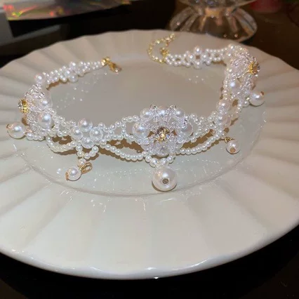 Pearl Flower Necklace Women's 2023 New Fashionable Niche Collarbone Chain Elegant Simple Internet Celebrity Fashion Necklace