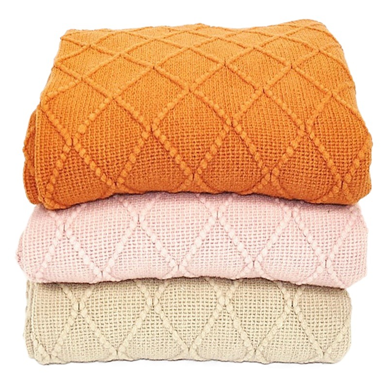 Cross-Border Knitted Thread Blanket with Tassels, Office Bed End Decoration, Autumn and Winter Thickened Blanket, High-End Sofa Blanket