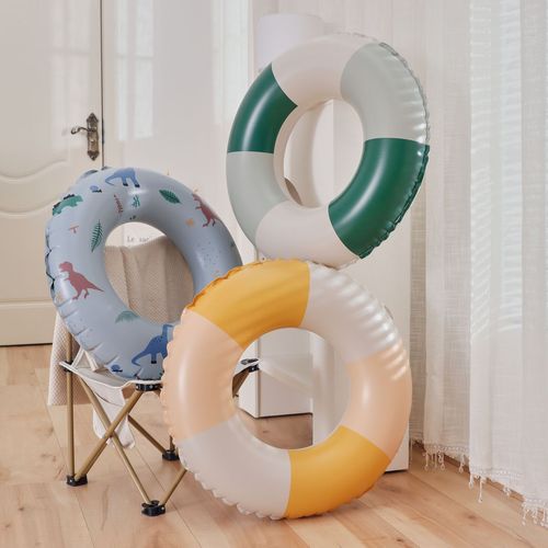 Xiaolu ins thickened children's Danish retro striped swimming ring olive inflatable baby armpit ring cherry floating ring