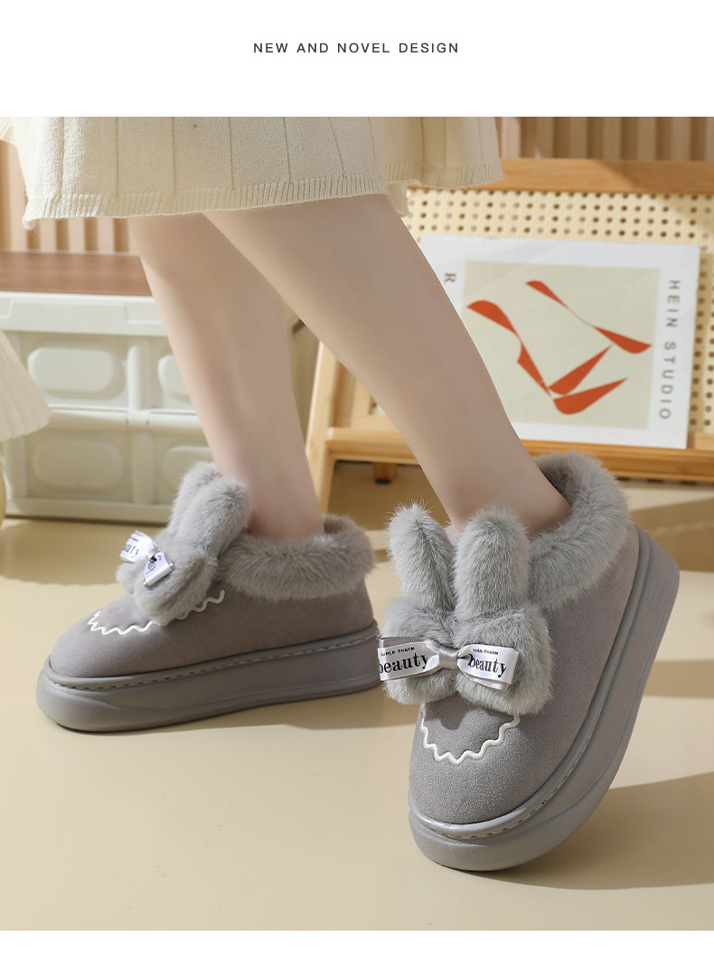 2023 Autumn and Winter New Snow Boots with Plush Insulation on The Outside, Thick Soles, Plush Plush Snow Shoes, Couple Cotton Shoes_voghion.com