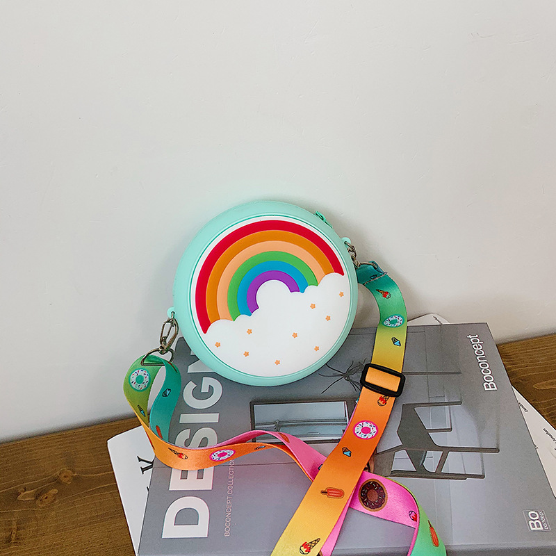 INS Nuevo Arco Iris donut mini niños niñas de silicona bolsa de mensajero del hombro de la princesa monedero bolso de las mujeres
